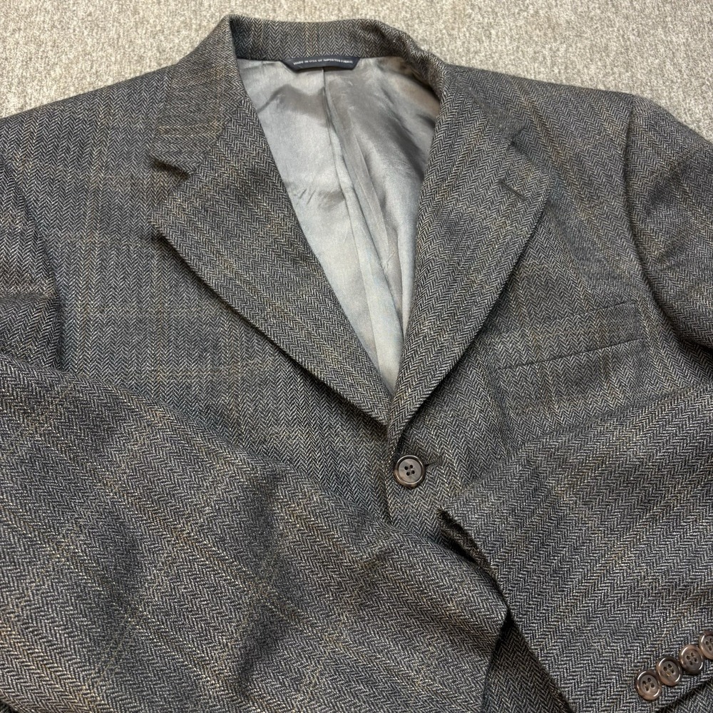 Vintage Brooks Brothers Plaid Herringbone Lambswool Blazer Men's 40S Sport Coat